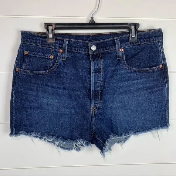 Levi’s 501 Women’s High Rise Button Fly Cutoff Denim Jean Shorts Size 34 - Picture 1 of 11